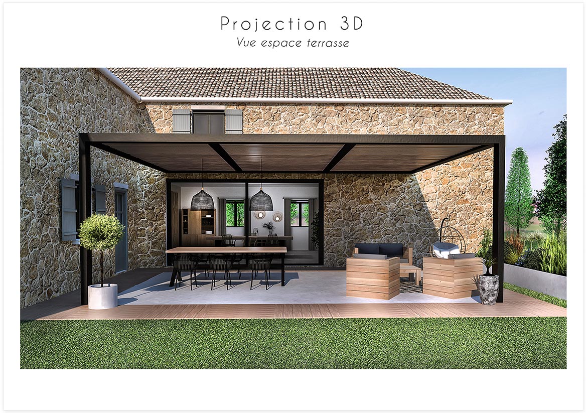 Aménagement et décoration d'une maison de campagne près d'Aix en Provence - Projection 3D
