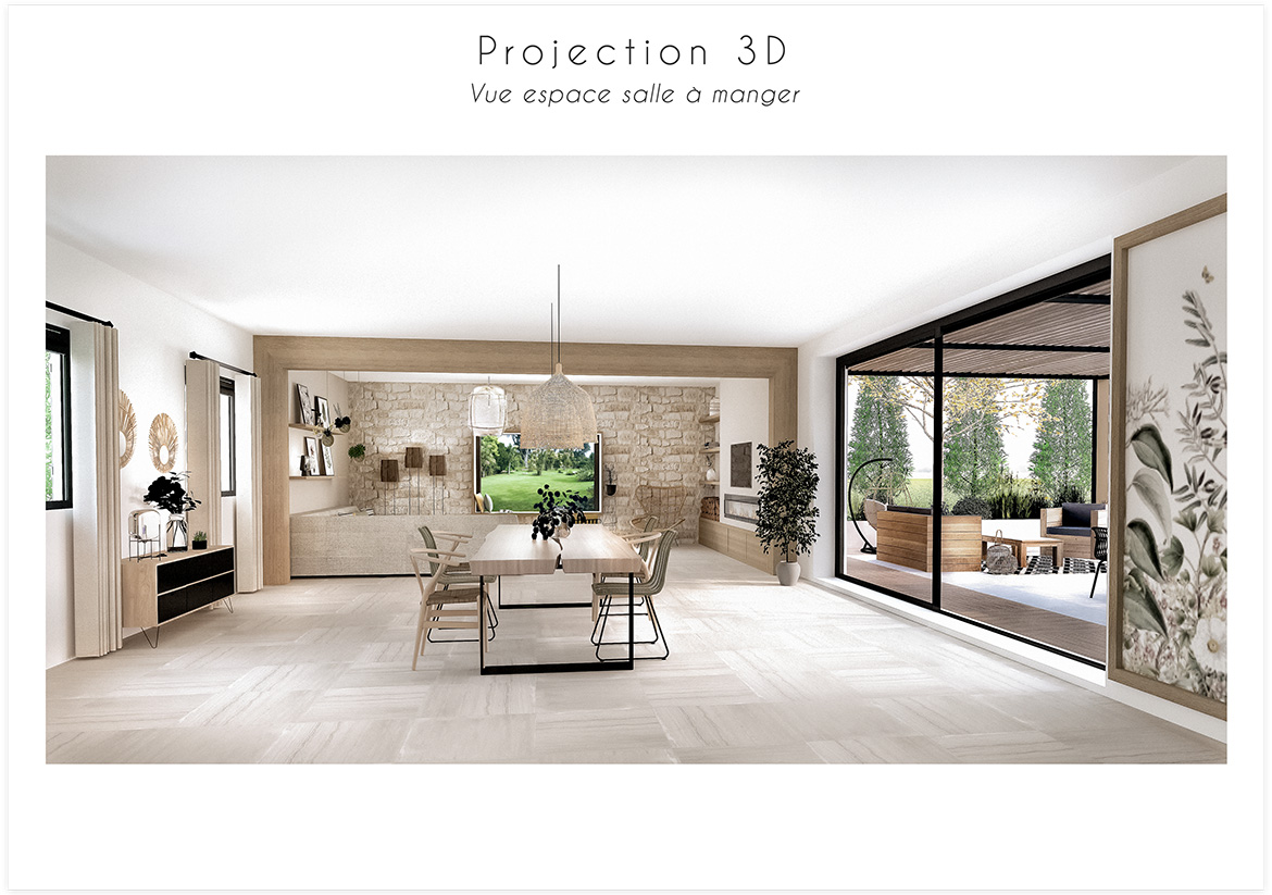 Aménagement et décoration d'une maison de campagne près d'Aix en Provence - Projection 3D