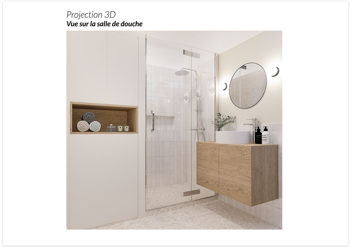 projection 3d vue sur la salle de douche