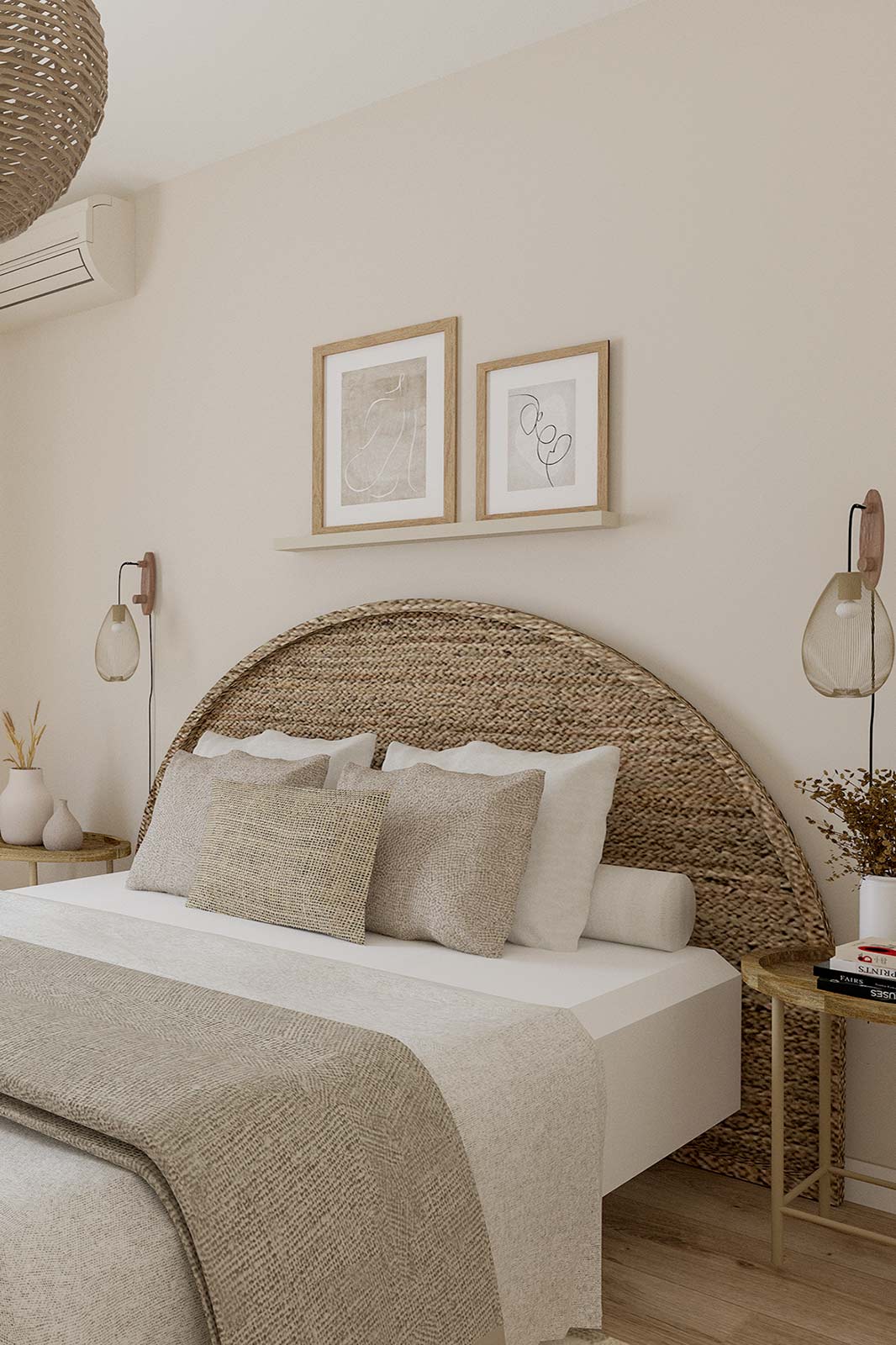 ELEGANCE ARCHITECTURE D'INTERIEUR DESIGNER D'INTERIEUR JENNIFER FAUCHART RENOVATION ET DECORATION D'UNE CHAMBRE BOHEME VILLA VALLAURIS ANTIBES CANNES MOUGINS MOUANS-SARTOUX