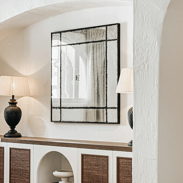 Détail Buffet sur mesure avec portes en rafia tressé - Villa Jacques Couelle mougins